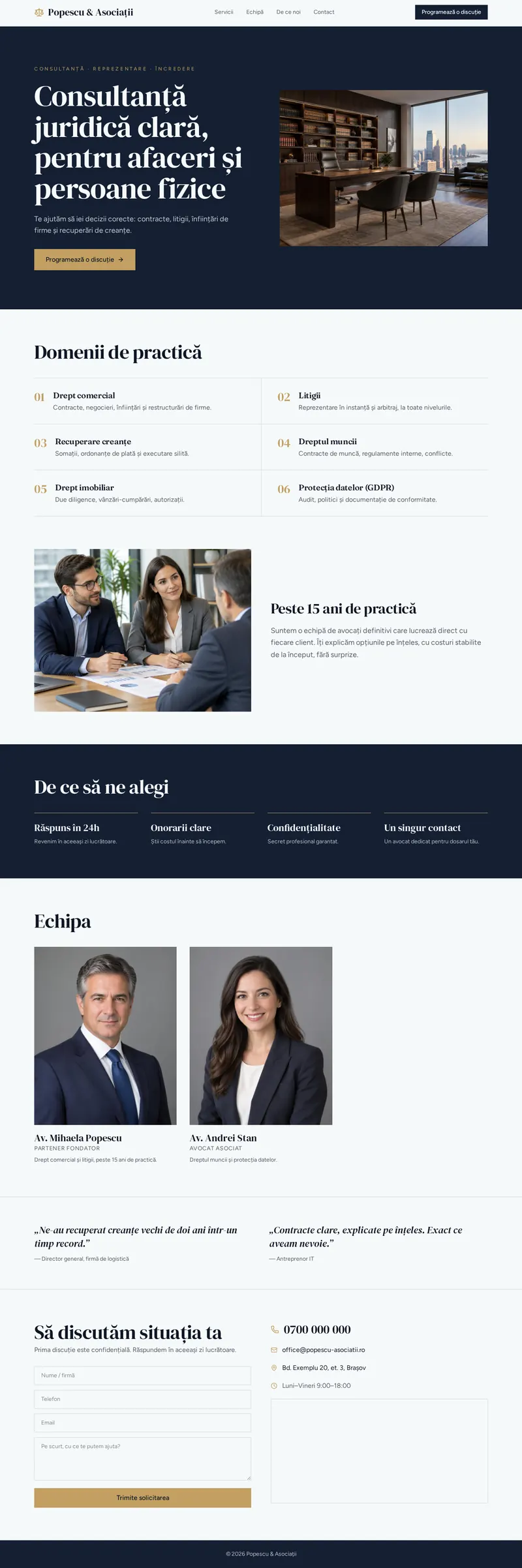 Captură a paginii demo Consilium